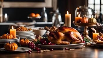 Thanksgiving Feast Table Setting photo