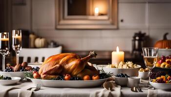 Thanksgiving Dinner Table Setting photo