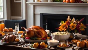 Thanksgiving Feast A Delicious and Festive Table Setting photo