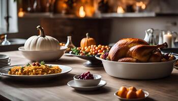 Thanksgiving Dinner Table Setting photo