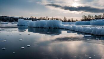 Frozen Lake with Melting Ice photo