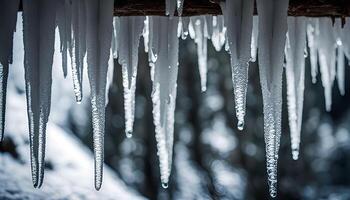 Icicles Hanging from a Roof photo