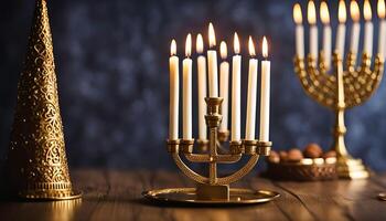Candles on a Menorah photo