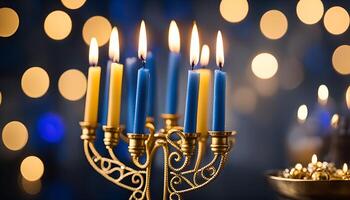 Candles on a Menorah photo