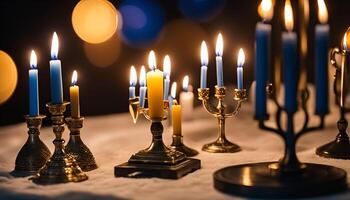 Candles on a table with soft light photo