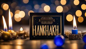 Happy Hanukkah Wishes With Candles and Festive Decorations photo