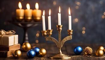 Candles and Ornaments in a Festive Setting photo
