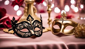 Masquerade Ball Masks on Table photo