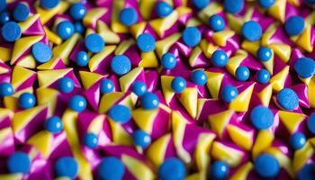 Abstract Shapes Pattern of Colorful Triangles and Circles photo