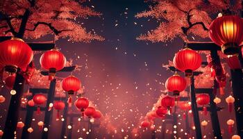Red Lanterns in a Festive Setting photo