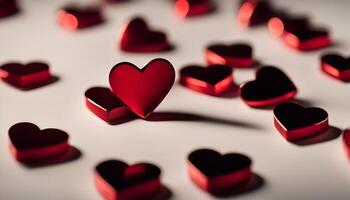 Red Hearts Scattered on a White Surface photo