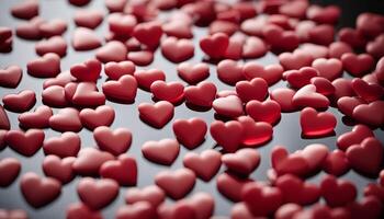 Scattered Hearts on Black Background photo