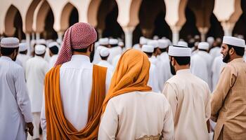 Muslim Congregation in a Mosque photo