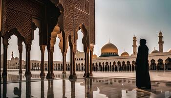 Silhouette of a Man in a Mosque photo