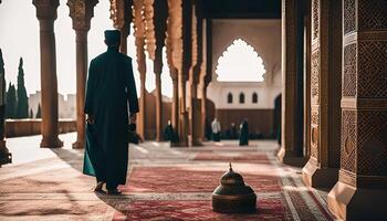 Man Walking in a Mosque photo