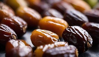 Close Up of Dates with a Glossy Finish photo