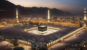 Aerial View of the Kaaba in Mecca During the Hajj Pilgrimage photo