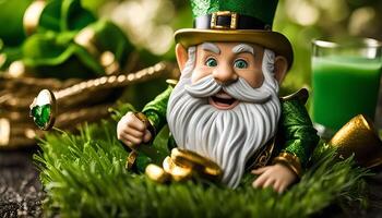 Happy Leprechaun with Pot of Gold photo
