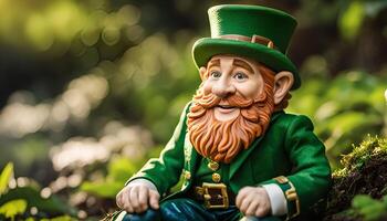 Smiling Leprechaun in Green Hat photo