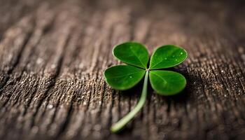 Four Leaf Clover on Wood photo