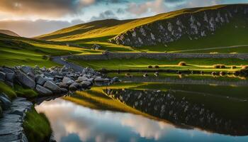 Serene Mountain Lake Reflection photo
