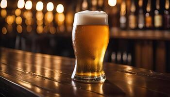 A Pint of Beer on a Bar Counter photo
