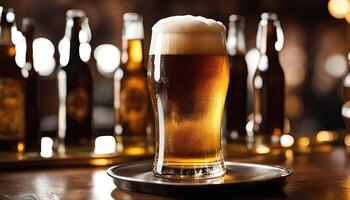 Glass of Beer on a Bar Counter photo