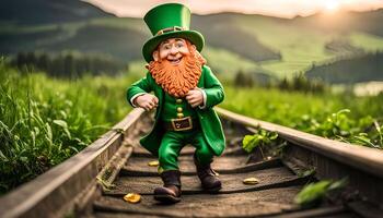 Leprechaun on a Railroad Track photo