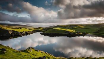 Serene Lake Reflecting the Clouds photo
