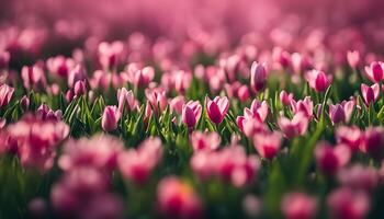 Pink Tulip Field in Bloom photo