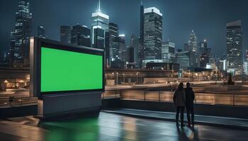 Night Cityscape with Billboard photo