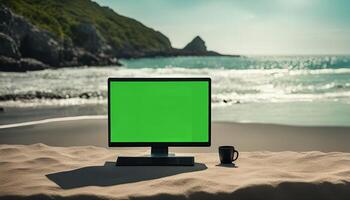 Computer on a Beach photo