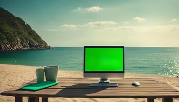 Desktop Computer on the Beach photo