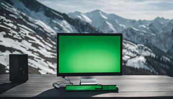 Desktop Computer with Mountain View photo