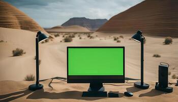 Computer Setup in the Desert photo