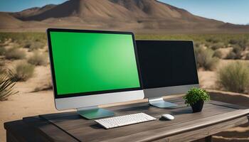 Two Computers in Desert Landscape photo