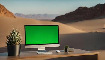 Desktop Computer in Desert Setting photo