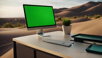 Computer Desktop in Desert Setting photo
