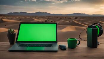 Laptop and Coffee in the Desert photo