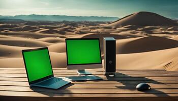 Laptop and Computer in the Desert photo