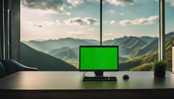 Desktop Computer with Mountain View photo