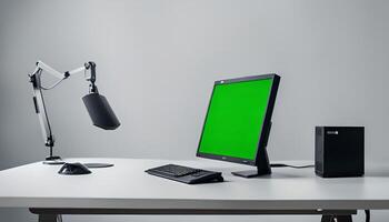 Computer Setup with Green Screen photo