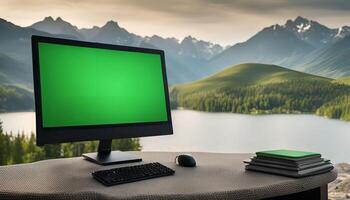 Desktop Computer with Mountain View photo