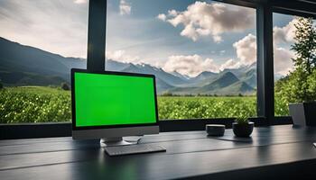 Desktop Computer with Mountain View photo