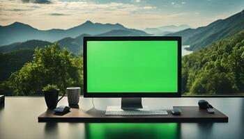 Desktop Computer with Mountain View photo