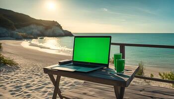 Laptop on the Beach photo