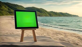 Tablet on a Beach Stand photo