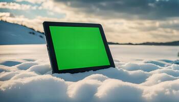 Tablet in the Snow photo