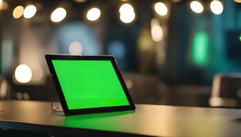 Tablet on Table in Bar Setting photo