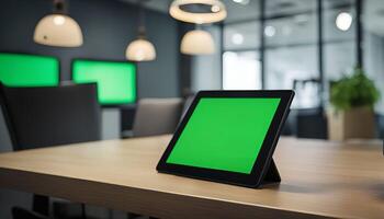Tablet on a Table in an Office Setting photo
